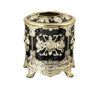 Antique European Styles Enameled Rose Decorated Tissue Box Paper Towel Holder for Kitchen Bathroom Storage Decorative Metal Finish Napkin Holder