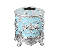 Antique European Styles Enameled Rose Decorated Tissue Box Paper Towel Holder for Kitchen Bathroom Storage Decorative Metal Finish Napkin Holder