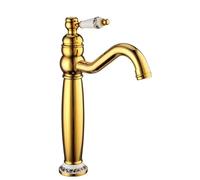 Antique Faucet Full Copper hot and Cold Basin washbasin Basin Retro splashproof Faucet, Gold Ceramic high