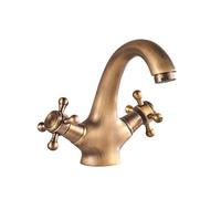 Antique Faucet Hot and Cold Water Brass Bronze Brushed Sink Faucets Bathroom Swan Tap Vintage Basin Double Handle Mixer for Basin