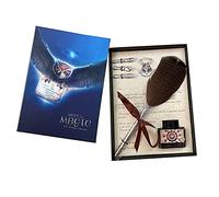 Antique Feather Quill Pen Calligraphy Pen Writing Quill Pen with 3 Nibs,Ink and Replica Train Tickets in Gift Box,Perfect for Calligraphy Beginners