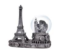 Antique Ferris Wheel Snow Globe Collectibles, Paris France Eiffel Tower Statue Figurine Table Centerpiece Desktop Decor for Home Office (Silver)