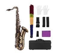 Antique Finish Bb Tenor Saxophone Sax Brass Body White Shell Keys Woodwind Instrument With Carry Case (Color : Bronze)