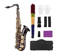 Antique Finish Bb Tenor Saxophone Sax Brass Body White Shell Keys Woodwind Instrument with Carry Case Gloves Sax Neck Straps (Color : Bb Style 2)
