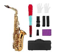 Antique Finish Bb Tenor Saxophone Sax Brass Body White Shell Keys Woodwind Instrument with Carry Case Gloves Sax Neck Straps (Color : Eb Alto Saxophone)