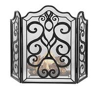 Antique Fireplace Screen Festive Fireguard with Scrollwork Design, Freestanding Panel Spark Protector Safety Cover for Christmas Decoration