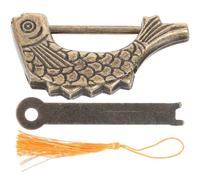Antique Fish Shaped Cabinet Lock with Key, Zinc Alloy Vintage Padlock