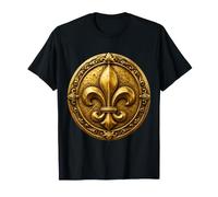 Antique Fleur de Lis French Heraldic Medallion Emblem Art T-Shirt