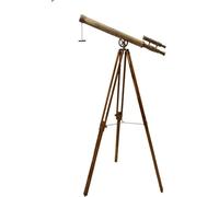 Antique Floor Standing 27 '' Brass Telescope with Teak Wood Tripod Sailor Article Vintage Decorative