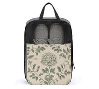 Antique Floral Pattern Botanical Motif Flower Shoe Bag for Travel Daily Use Anti-dust Storage Carrier Golf Shoe Pouch
