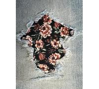 Antique Floral Stretch Jean Patches Super Strong Iron On- by Holey Patches (Assorted Sizes) (Multi-Dark, 4" x 7" (Set of 2))