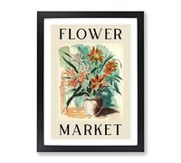 Antique Flower Market Exhibition No.1 Framed Print | A2 Black Framed Wall Art | Ready to Hang | Modern Floral Picture | Living Room Bedroom Lounge Office