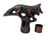 Antique Fox Walking Cane Handle Only - Vintage Wooden Cane Top - Handmade Replacement Accessory - Classic Gift for Men & Women DIY Cane
