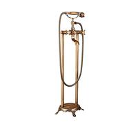 Antique Freestanding Shower Bathtub Faucet Set with Hand Shower Vintage Telephone Shape Floor Mount Standing Bath Shower Mixer Taps Double Handle Bath Shower Mixer Taps