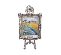 Antique French Style Easel | Gold/Silver Carved Art Display | Easel Stand | ABS Display Stand |160cm Artist Easel | Ornate Detailing Easel Stand for Painting (Without Frame) (Silver)