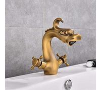 Antique Full Copper Basin Faucet Bathroom Faucet Basin Dish Basin Kitchen Faucet Hot Water Mixer Double Handle Double-Lever