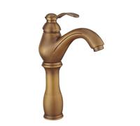 antique full copper basin faucet european vintage washbasin countertop basin hot and cold double faucet single handle rotatable, 2 high model