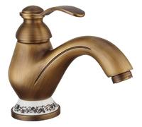 antique full copper basin faucet european vintage washbasin countertop basin hot and cold double faucet single handle rotatable, 1 short model