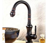 Antique Full Copper Basin Mixed European Kitchen Sink Black Carved vase Faucet