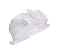Antique Future Pure Color 1920s Womens Summer Organza Bowler Sun Hat Derby Tea Party (White)