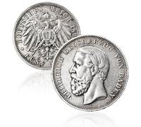 Antique German Coins, 1891 Baden 5 Mark Coins for Collectors, German Imperial Eagle Coin Collection, Germany European Old Coin, Vintage Historical Souvenirs
