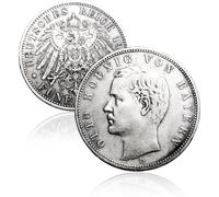 Antique German Coins, 1906 Otto 5 Mark Coins for Collectors, German Imperial Eagle Coin Collection, Germany European Old Coin, Vintage Historical Souvenirs