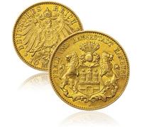 Antique German Coins, 1913 Hamburg Gold 20 Mark Coins for Collectors, German Imperial Eagle Coin Collection, Germany European Old Gold Coin, Vintage Historical Souvenirs