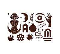 Antique Goddess Snake and Magic Door Mystical Symbols Engraving Decals 36x57.5cm Do not Damage The Wall Surface Coffee