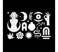 Antique Goddess Snake and Magic Door Mystical Symbols Engraving Stickers 36x57.5cm It Won't Fall Off White