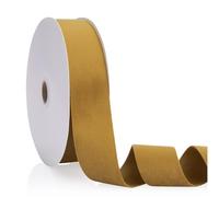 Antique Gold 1.5 inch Velvet Ribbon, Double Faced Continuous 20 Yards Velvet Ribbon Use for Christmas Tree Ornaments,Gift Wrapping,Bow Making,Wreath Decoration,Wedding Boutonnieres,Handmade Crafts