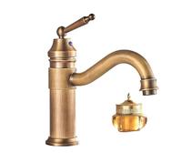 Antique Gold Bathroom Faucet - Single Handle Brass Mixer Tap for Sink - Elegant Wash Basin Water Tap for Stylish Bathroom