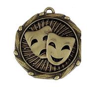 Antique Gold Combo Star Drama Award Personalised Medal with Choice of Ribbon