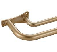 Antique Gold Double Curtain Rods - 48-84 Inch, Room Darkening, Wrap Around, Telescoping