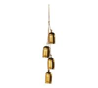 Antique Gold Hanging Christmas Bells - 64 cm, 4 Metal Bells on Jute String