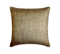 Antique Gold Luxury Throw Cushion Cover 50x50 cm | Pack of 2 Contemporary Jacquard Pillow Cover Damask | Regal Damask Pillowcases for Couch, Sofa Bedroom & Living Room, Modern Design - Golden Cascade