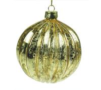 Antique Gold Ribbed Christmas Bauble (8cm)