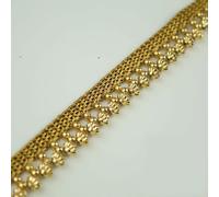 Antique Gold Textured Pearl Cone Beaded Ribbon Trim Border Indian Lace (1 Metre, Antique Gold X321)