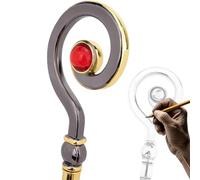 Antique Gold Walking Stick, Deluxe Double Festival Gem Wand Walking Cane, Beautiful Aluminum Alloy Mountaineering Rehabilitation Crutch(Black)