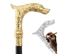 Antique Gold Walking Stick, Deluxe Double Festival Qilin Walking Cane, Beautiful Aluminum Alloy Mountaineering Rehabilitation Crutch