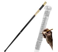 Antique Gold Walking Stick, Deluxe Double Festival Straight Handle Walking Cane, Beautiful Aluminum Alloy Mountaineering Rehabilitation Crutch