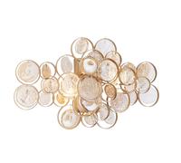 Antique Gold Wall Light & Ornate Amber Glass Detailing - Twin Bulb LED Sonce