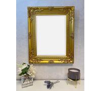 Antique Gold Wood Frame Wall Mirror with Bevelled Glass 53cm x 43cm Downton Interiors Gold S