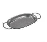 Antique Gray Stainless Steel Serving Tray, Oval Seafood Platter With Side Handles, Vintage Style Hot Dish Carrier For Kitchen, 38x19.5cm(30 * 20cm)