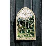 Antique Green Wall Mirror Metal Arched Ornate Leaf Vintage