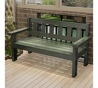 Antique Green Wooden Garden Bench - Traditional Patio Seating with Backrest & Armrests Comfortable Outdoor Chair for Lawn Porch & Garden Path - Stylish Backyard Furniture