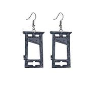 Antique Guillotine Earrings for Women Gothic Creative Horror Black Knife Beheading Door Spooky Dangle Drop Earrings for Hip Hop Rock Cosplay Halloween Party Cool Jewelry Gifts, M, Zinc, No Gemstone