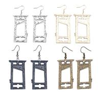 Antique Guillotine Earrings for Women Gothic Creative Horror Black Knife Beheading Door Spooky Dangle Drop Earrings for Hip Hop Rock Cosplay Halloween Party Cool Jewelry Gifts, Medium, Zinc, No