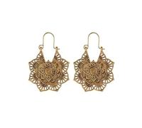 Antique Gypsy Indian Tribal Ethnic Hoop Dangle Mandala Earrings(Gold)
