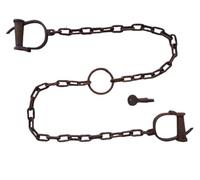 Antique Handcuffs Iron Strong Heavy Long Chain Rare Adjustable Lock