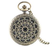 Antique Hollow Black/Bronze Quartz Pocket Watch Steampunk Pendant Necklace Chain Gifts for Men Women (Color : Bronze)